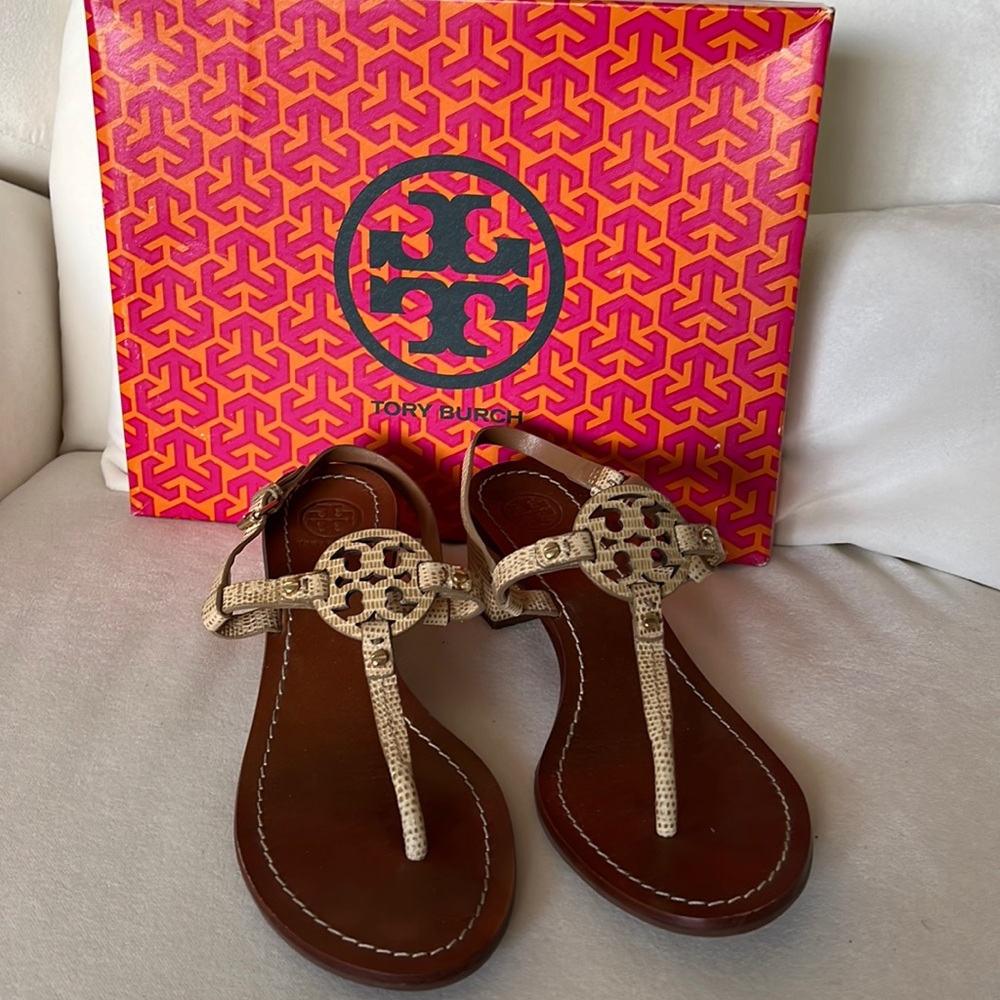 Tory Burch tan sling back sandals size 7